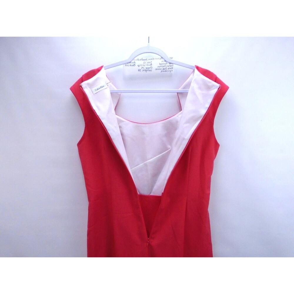 Calvin Klein Sheath Dress Womens Size 12 Side Ruched Horseshoe Neck Sleeveless - Picture 10 of 14